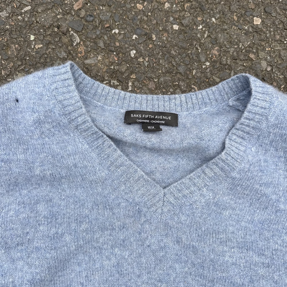 Saks‎ fifth avenue 100% cashmere blue sweater  XS - Picture 2 of 12